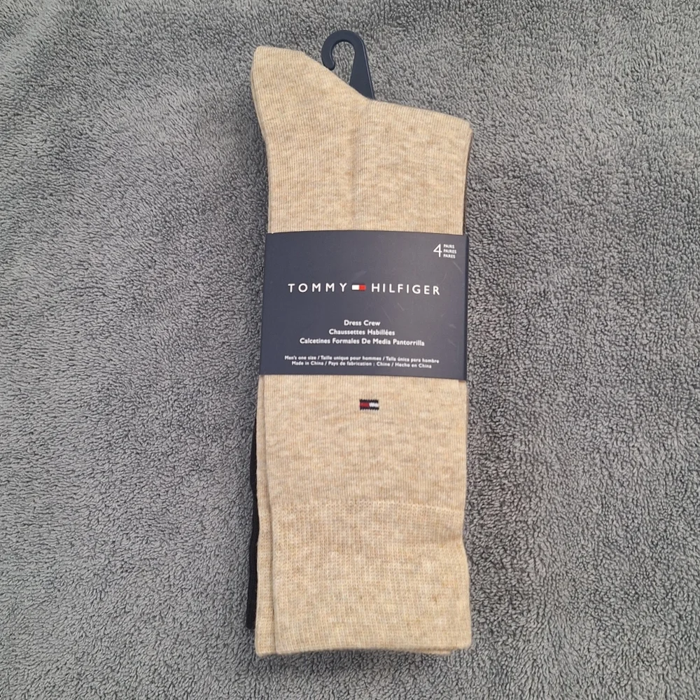 Tommy Hilfiger Men's Dress Crew Socks Iconic Flag Logo Heather Size 7-12